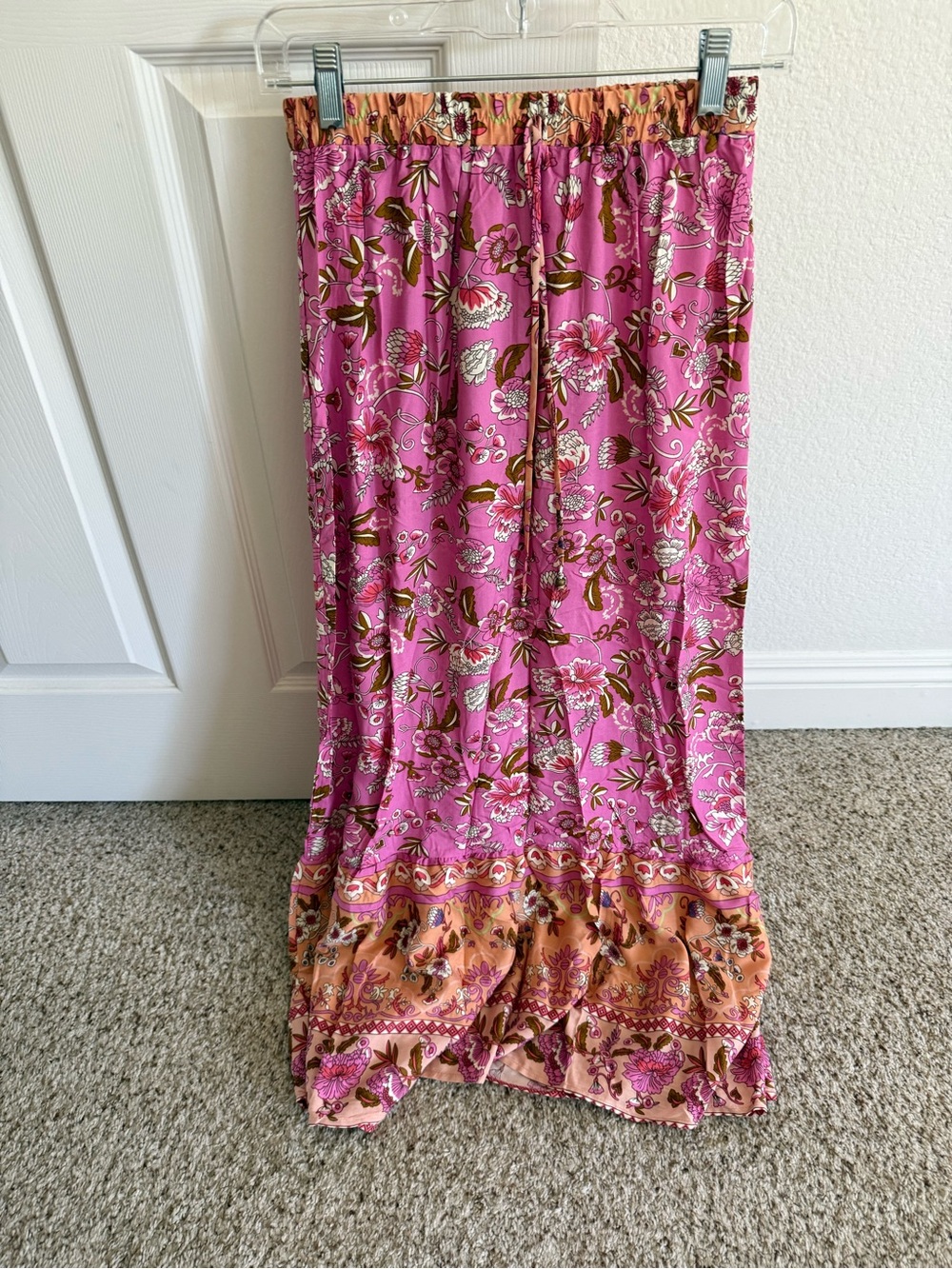 Vintage Pink Floral Boho Maxi Skirt - Size Medium - NWOT!